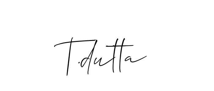 Make a short T.dutta signature style. Manage your documents anywhere anytime using Allison_Script. Create and add eSignatures, submit forms, share and send files easily. T.dutta signature style 2 images and pictures png