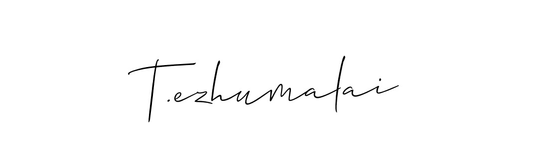 Use a signature maker to create a handwritten signature online. With this signature software, you can design (Allison_Script) your own signature for name T.ezhumalai. T.ezhumalai signature style 2 images and pictures png