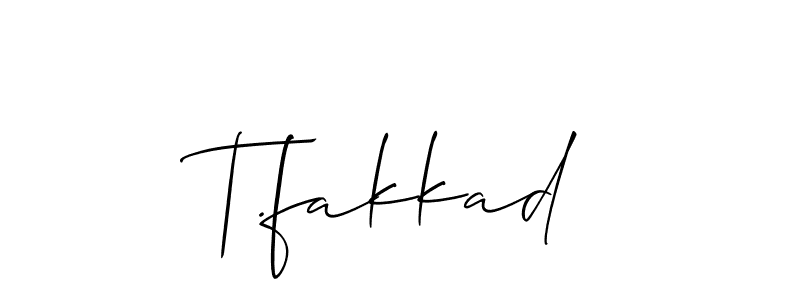 Create a beautiful signature design for name T.fakkad. With this signature (Allison_Script) fonts, you can make a handwritten signature for free. T.fakkad signature style 2 images and pictures png