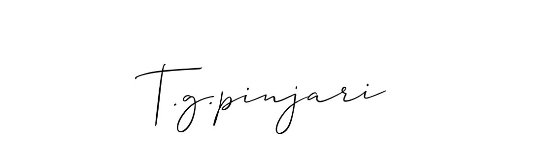 The best way (Allison_Script) to make a short signature is to pick only two or three words in your name. The name T.g.pinjari include a total of six letters. For converting this name. T.g.pinjari signature style 2 images and pictures png