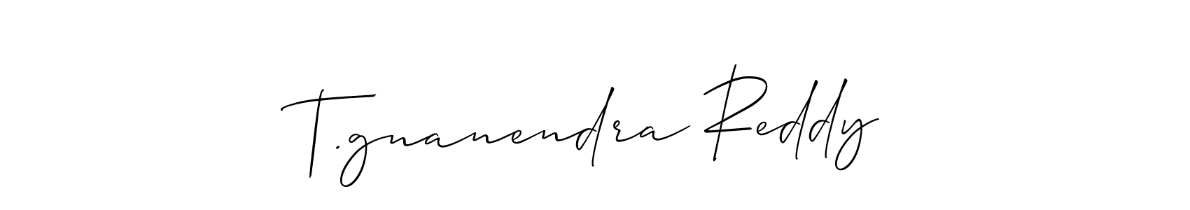 The best way (Allison_Script) to make a short signature is to pick only two or three words in your name. The name T.gnanendra Reddy include a total of six letters. For converting this name. T.gnanendra Reddy signature style 2 images and pictures png