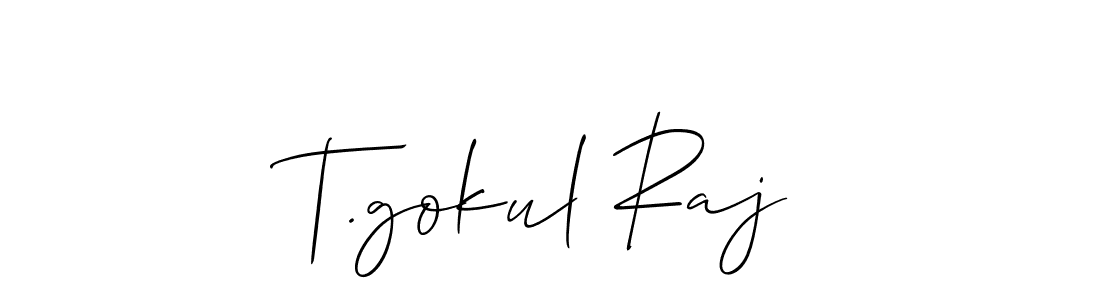 How to make T.gokul Raj name signature. Use Allison_Script style for creating short signs online. This is the latest handwritten sign. T.gokul Raj signature style 2 images and pictures png