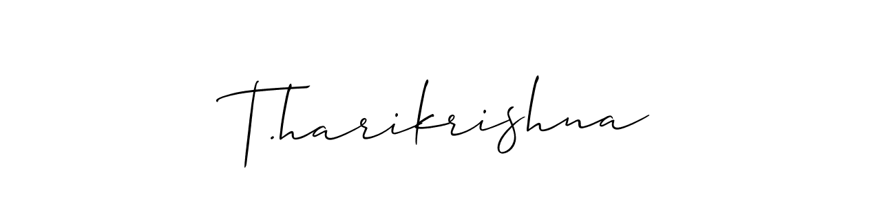 Allison_Script is a professional signature style that is perfect for those who want to add a touch of class to their signature. It is also a great choice for those who want to make their signature more unique. Get T.harikrishna name to fancy signature for free. T.harikrishna signature style 2 images and pictures png