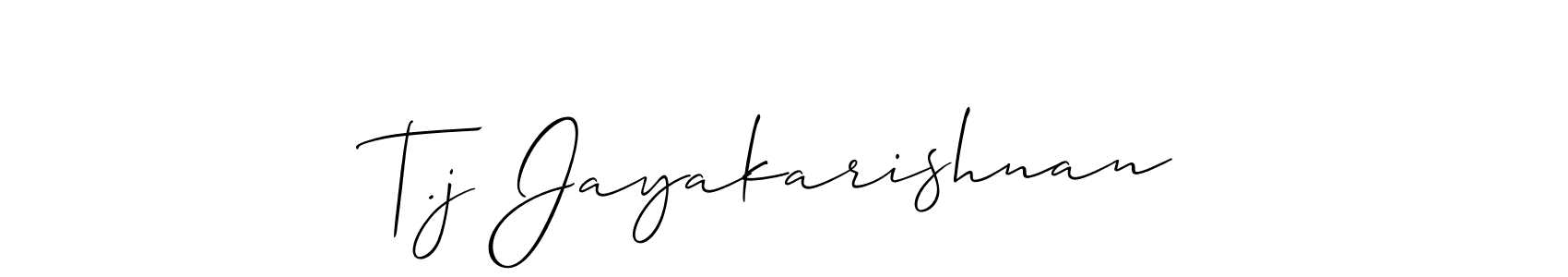 Design your own signature with our free online signature maker. With this signature software, you can create a handwritten (Allison_Script) signature for name T.j Jayakarishnan. T.j Jayakarishnan signature style 2 images and pictures png