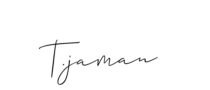 Check out images of Autograph of T.jaman name. Actor T.jaman Signature Style. Allison_Script is a professional sign style online. T.jaman signature style 2 images and pictures png