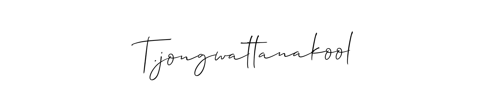 The best way (Allison_Script) to make a short signature is to pick only two or three words in your name. The name T.jongwattanakool include a total of six letters. For converting this name. T.jongwattanakool signature style 2 images and pictures png