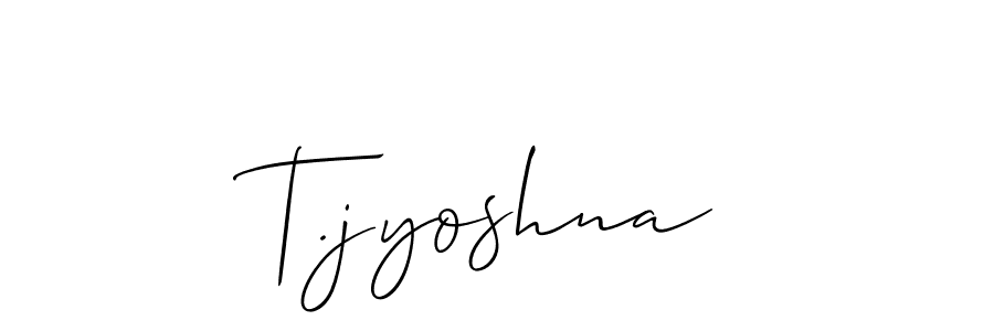 How to make T.jyoshna name signature. Use Allison_Script style for creating short signs online. This is the latest handwritten sign. T.jyoshna signature style 2 images and pictures png