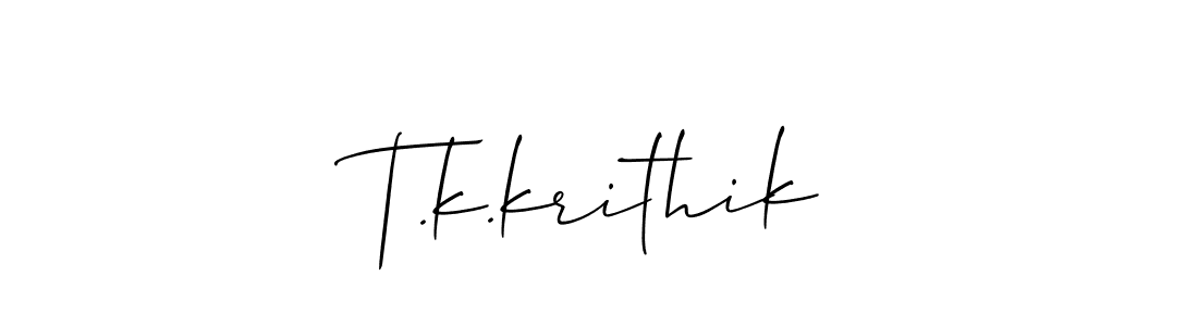 How to Draw T.k.krithik signature style? Allison_Script is a latest design signature styles for name T.k.krithik. T.k.krithik signature style 2 images and pictures png