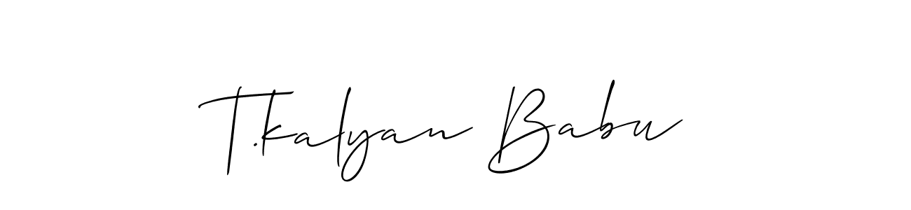 How to make T.kalyan Babu name signature. Use Allison_Script style for creating short signs online. This is the latest handwritten sign. T.kalyan Babu signature style 2 images and pictures png