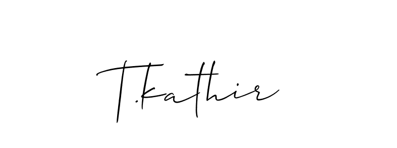 Use a signature maker to create a handwritten signature online. With this signature software, you can design (Allison_Script) your own signature for name T.kathir. T.kathir signature style 2 images and pictures png