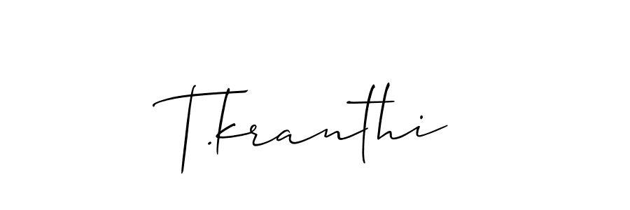 Use a signature maker to create a handwritten signature online. With this signature software, you can design (Allison_Script) your own signature for name T.kranthi. T.kranthi signature style 2 images and pictures png