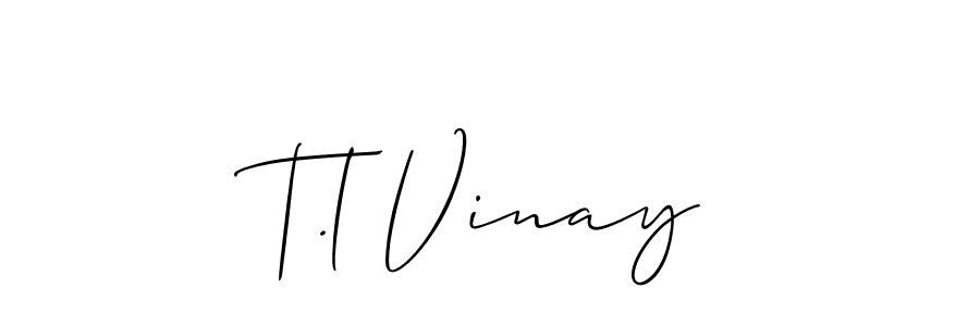 How to make T.l Vinay name signature. Use Allison_Script style for creating short signs online. This is the latest handwritten sign. T.l Vinay signature style 2 images and pictures png
