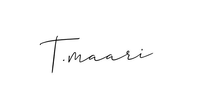 Allison_Script is a professional signature style that is perfect for those who want to add a touch of class to their signature. It is also a great choice for those who want to make their signature more unique. Get T.maari name to fancy signature for free. T.maari signature style 2 images and pictures png