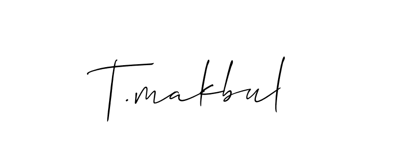 Allison_Script is a professional signature style that is perfect for those who want to add a touch of class to their signature. It is also a great choice for those who want to make their signature more unique. Get T.makbul name to fancy signature for free. T.makbul signature style 2 images and pictures png