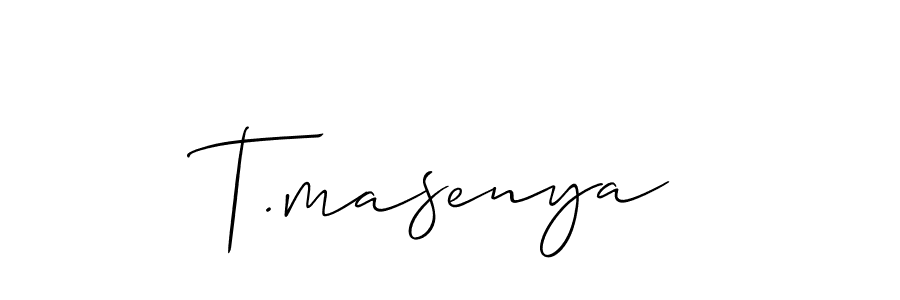 Use a signature maker to create a handwritten signature online. With this signature software, you can design (Allison_Script) your own signature for name T.masenya. T.masenya signature style 2 images and pictures png