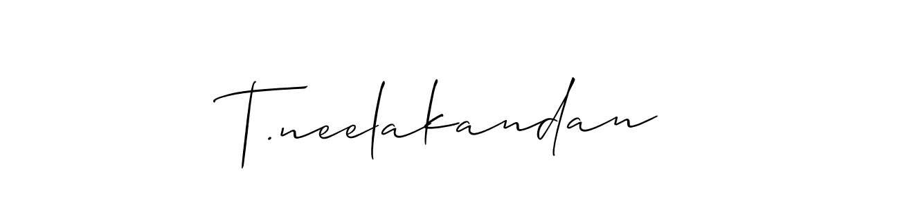 Use a signature maker to create a handwritten signature online. With this signature software, you can design (Allison_Script) your own signature for name T.neelakandan. T.neelakandan signature style 2 images and pictures png