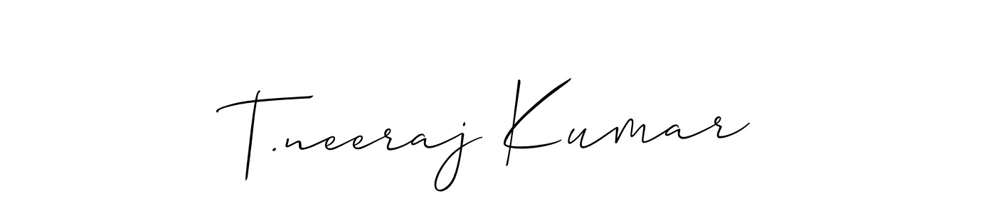 Design your own signature with our free online signature maker. With this signature software, you can create a handwritten (Allison_Script) signature for name T.neeraj Kumar. T.neeraj Kumar signature style 2 images and pictures png