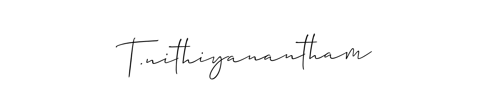 Also we have T.nithiyanantham name is the best signature style. Create professional handwritten signature collection using Allison_Script autograph style. T.nithiyanantham signature style 2 images and pictures png