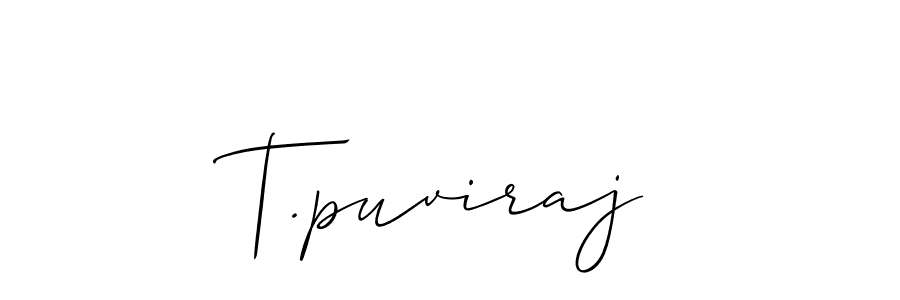 Create a beautiful signature design for name T.puviraj. With this signature (Allison_Script) fonts, you can make a handwritten signature for free. T.puviraj signature style 2 images and pictures png