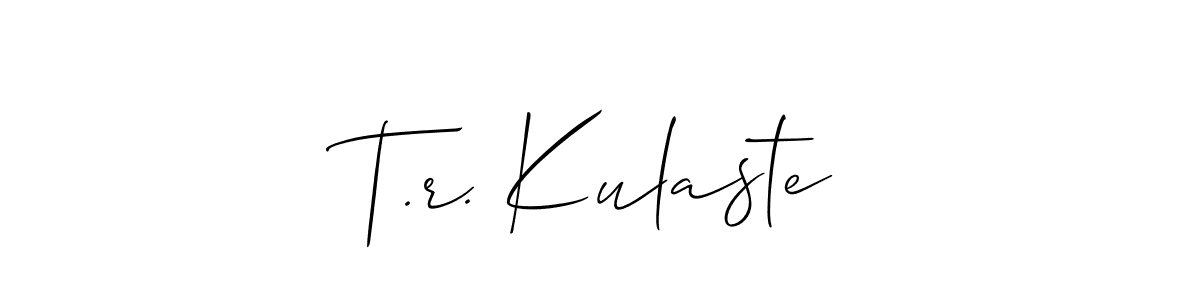 Use a signature maker to create a handwritten signature online. With this signature software, you can design (Allison_Script) your own signature for name T.r. Kulaste. T.r. Kulaste signature style 2 images and pictures png