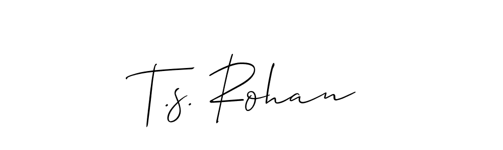 The best way (Allison_Script) to make a short signature is to pick only two or three words in your name. The name T.s. Rohan include a total of six letters. For converting this name. T.s. Rohan signature style 2 images and pictures png