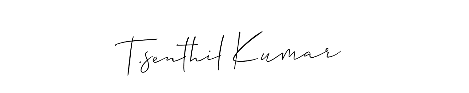 It looks lik you need a new signature style for name T.senthil Kumar. Design unique handwritten (Allison_Script) signature with our free signature maker in just a few clicks. T.senthil Kumar signature style 2 images and pictures png