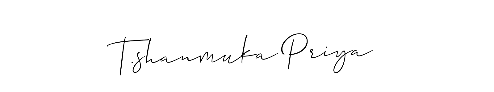 How to Draw T.shanmuka Priya signature style? Allison_Script is a latest design signature styles for name T.shanmuka Priya. T.shanmuka Priya signature style 2 images and pictures png