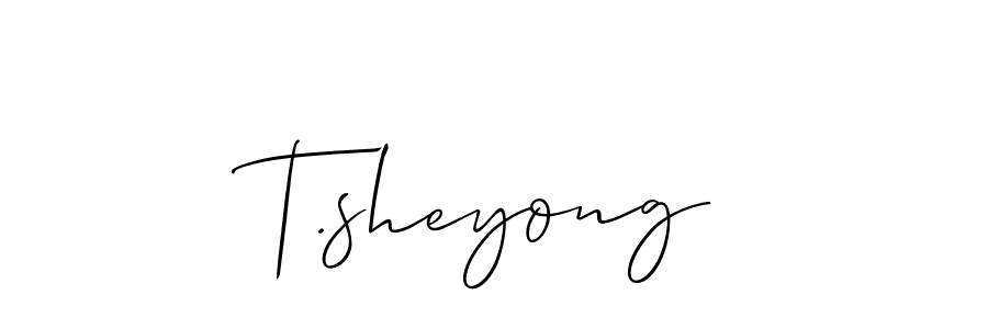 Also we have T.sheyong name is the best signature style. Create professional handwritten signature collection using Allison_Script autograph style. T.sheyong signature style 2 images and pictures png