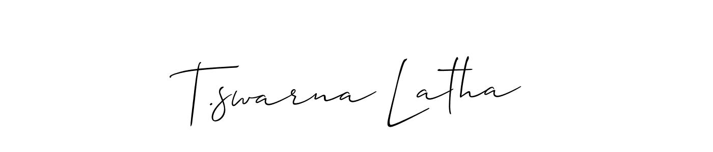 Allison_Script is a professional signature style that is perfect for those who want to add a touch of class to their signature. It is also a great choice for those who want to make their signature more unique. Get T.swarna Latha name to fancy signature for free. T.swarna Latha signature style 2 images and pictures png