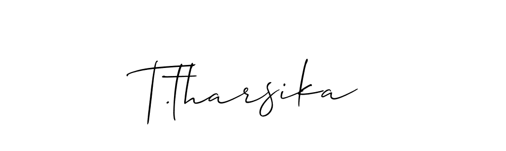 Use a signature maker to create a handwritten signature online. With this signature software, you can design (Allison_Script) your own signature for name T.tharsika. T.tharsika signature style 2 images and pictures png