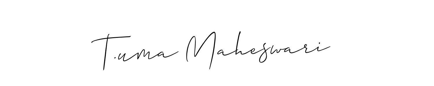 Make a beautiful signature design for name T.uma Maheswari. With this signature (Allison_Script) style, you can create a handwritten signature for free. T.uma Maheswari signature style 2 images and pictures png