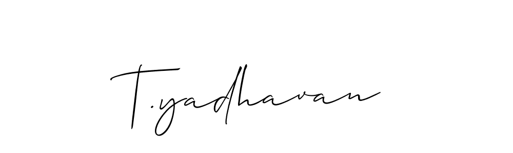 Use a signature maker to create a handwritten signature online. With this signature software, you can design (Allison_Script) your own signature for name T.yadhavan. T.yadhavan signature style 2 images and pictures png