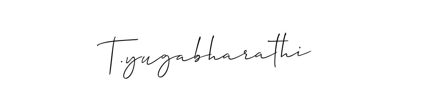 Make a beautiful signature design for name T.yugabharathi. With this signature (Allison_Script) style, you can create a handwritten signature for free. T.yugabharathi signature style 2 images and pictures png