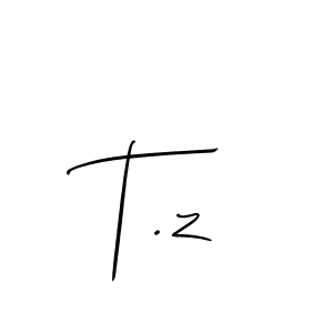 Make a beautiful signature design for name T.z. With this signature (Allison_Script) style, you can create a handwritten signature for free. T.z signature style 2 images and pictures png