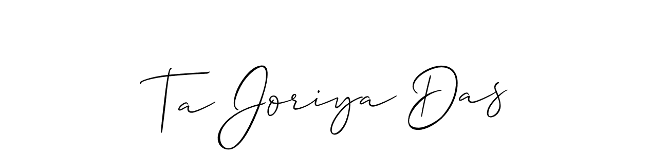 Use a signature maker to create a handwritten signature online. With this signature software, you can design (Allison_Script) your own signature for name Ta Joriya Das. Ta Joriya Das signature style 2 images and pictures png
