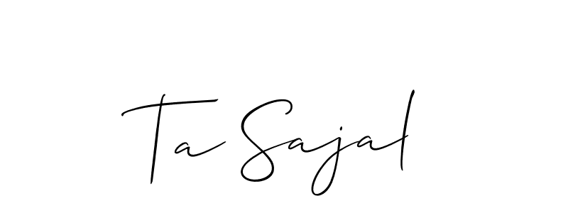 The best way (Allison_Script) to make a short signature is to pick only two or three words in your name. The name Ta Sajal include a total of six letters. For converting this name. Ta Sajal signature style 2 images and pictures png