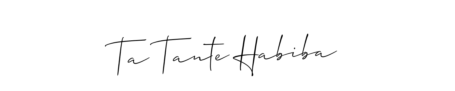 Design your own signature with our free online signature maker. With this signature software, you can create a handwritten (Allison_Script) signature for name Ta Tante Habiba. Ta Tante Habiba signature style 2 images and pictures png