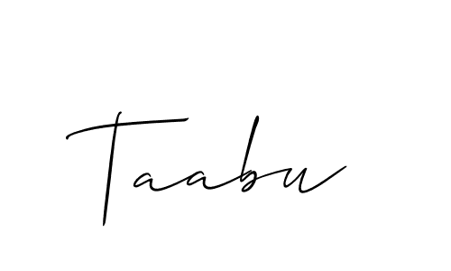 if you are searching for the best signature style for your name Taabu. so please give up your signature search. here we have designed multiple signature styles  using Allison_Script. Taabu signature style 2 images and pictures png