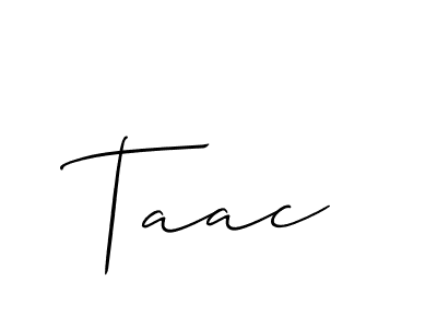 The best way (Allison_Script) to make a short signature is to pick only two or three words in your name. The name Taac include a total of six letters. For converting this name. Taac signature style 2 images and pictures png