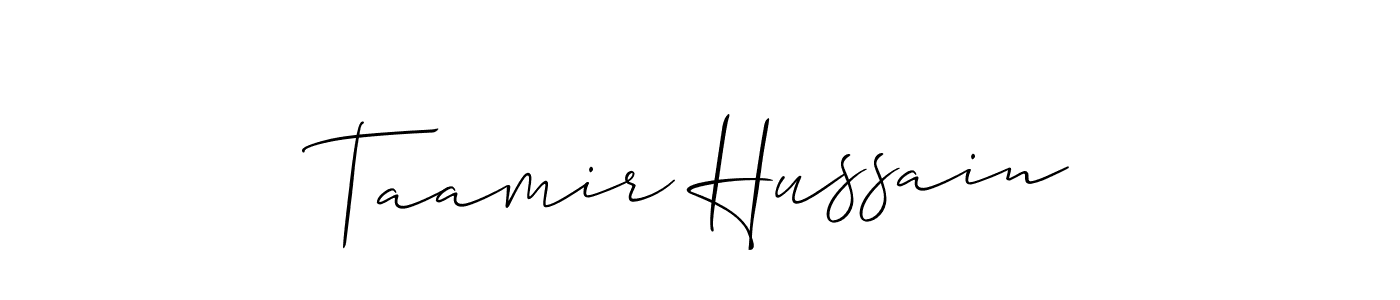 Design your own signature with our free online signature maker. With this signature software, you can create a handwritten (Allison_Script) signature for name Taamir Hussain. Taamir Hussain signature style 2 images and pictures png