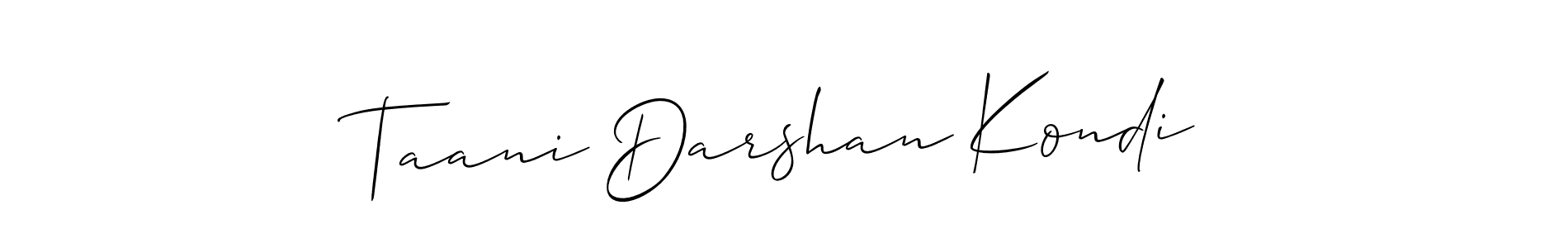 Similarly Allison_Script is the best handwritten signature design. Signature creator online .You can use it as an online autograph creator for name Taani Darshan Kondi. Taani Darshan Kondi signature style 2 images and pictures png