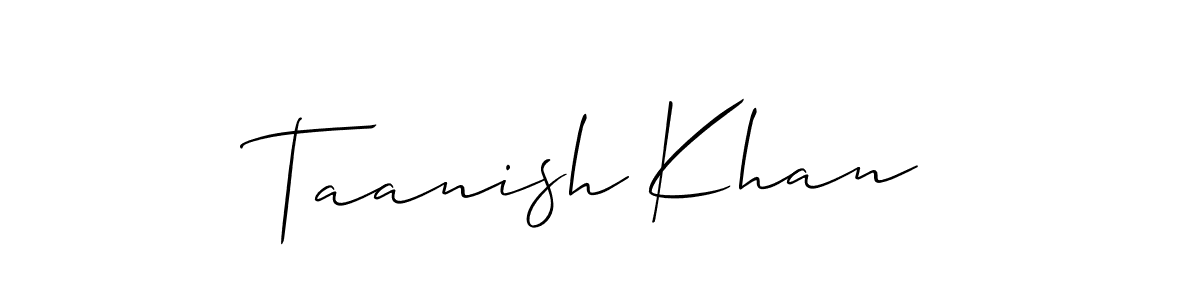 How to make Taanish Khan signature? Allison_Script is a professional autograph style. Create handwritten signature for Taanish Khan name. Taanish Khan signature style 2 images and pictures png