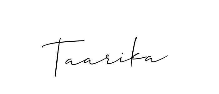 Design your own signature with our free online signature maker. With this signature software, you can create a handwritten (Allison_Script) signature for name Taarika. Taarika signature style 2 images and pictures png