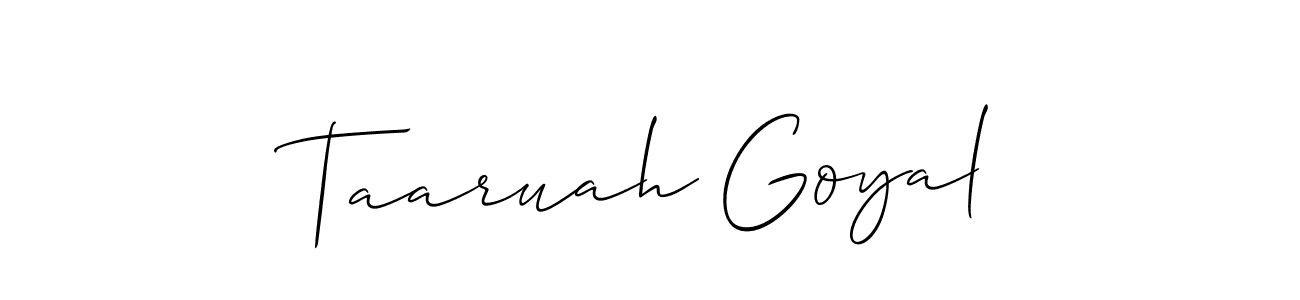 Create a beautiful signature design for name Taaruah Goyal. With this signature (Allison_Script) fonts, you can make a handwritten signature for free. Taaruah Goyal signature style 2 images and pictures png