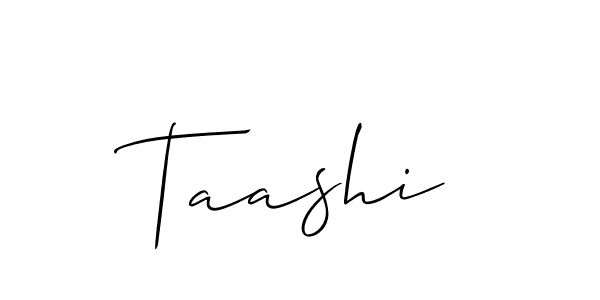 Create a beautiful signature design for name Taashi. With this signature (Allison_Script) fonts, you can make a handwritten signature for free. Taashi signature style 2 images and pictures png