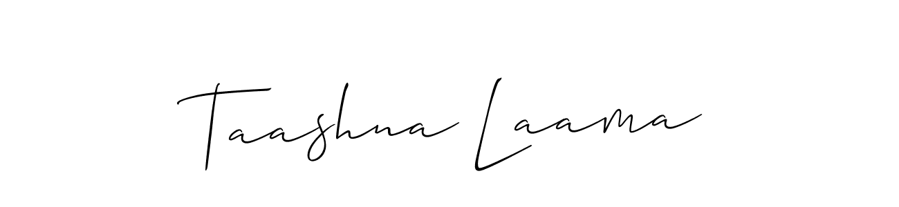 Also we have Taashna Laama name is the best signature style. Create professional handwritten signature collection using Allison_Script autograph style. Taashna Laama signature style 2 images and pictures png