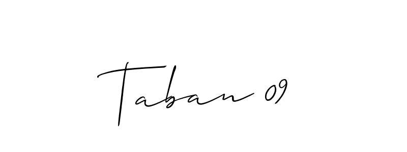 Use a signature maker to create a handwritten signature online. With this signature software, you can design (Allison_Script) your own signature for name Taban 09. Taban 09 signature style 2 images and pictures png