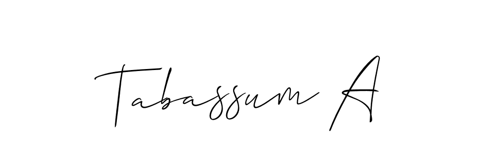 if you are searching for the best signature style for your name Tabassum A. so please give up your signature search. here we have designed multiple signature styles  using Allison_Script. Tabassum A signature style 2 images and pictures png