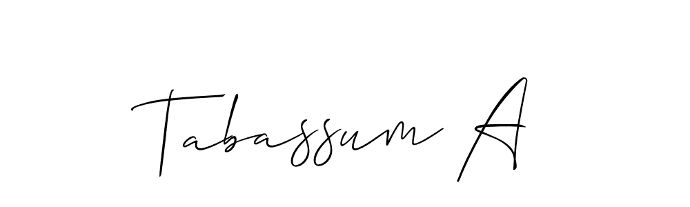 Create a beautiful signature design for name Tabassum A. With this signature (Allison_Script) fonts, you can make a handwritten signature for free. Tabassum A signature style 2 images and pictures png