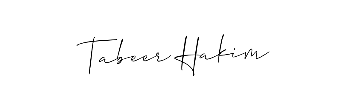 How to make Tabeer Hakim name signature. Use Allison_Script style for creating short signs online. This is the latest handwritten sign. Tabeer Hakim signature style 2 images and pictures png